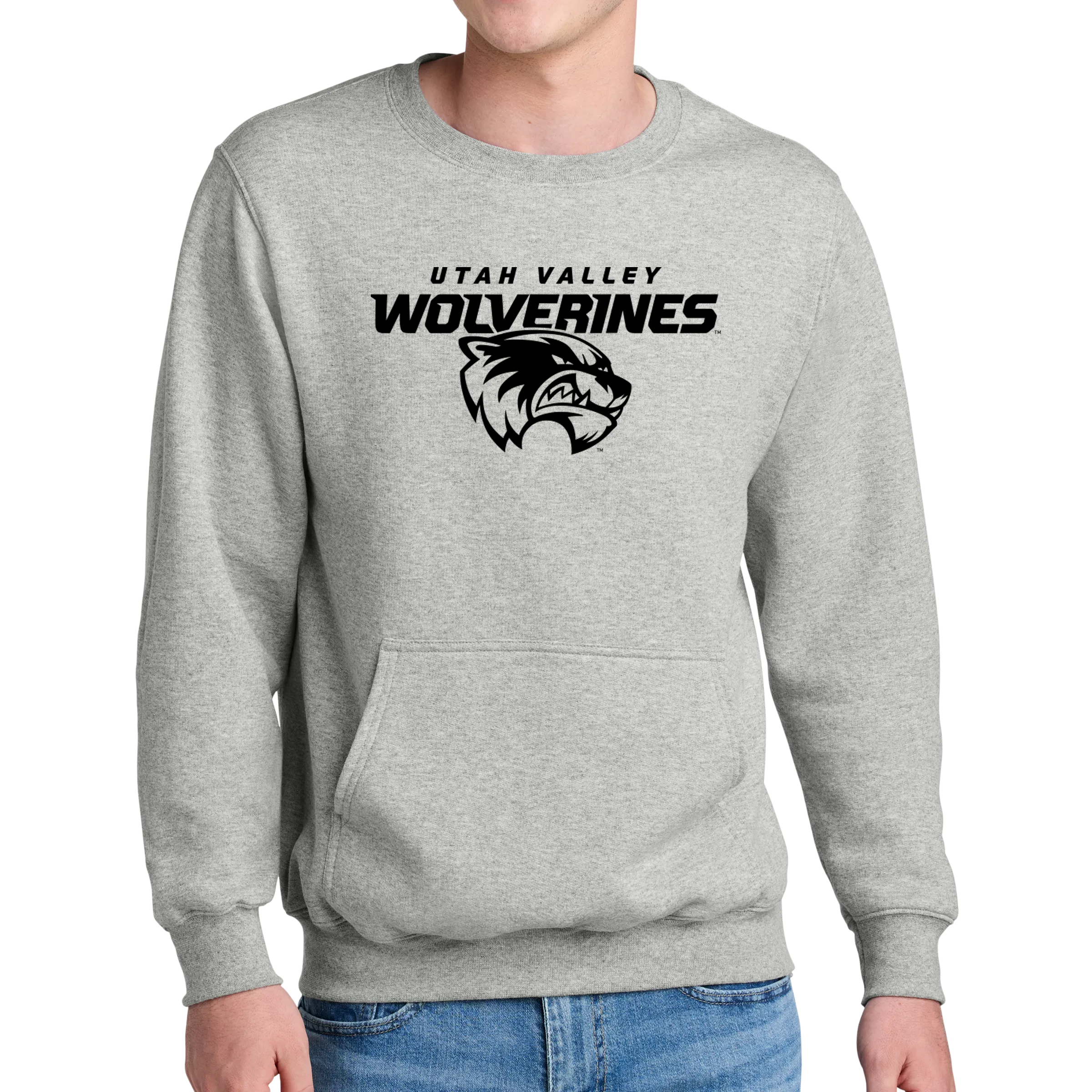 Port & Company® Core Fleece Crewneck Pocket Sweatshirt - Combo Under Wolverines