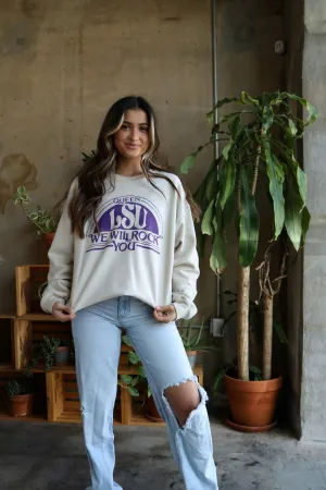 Queen LSU Tigers Will Rock You Sand Thrifted Sweatshirt