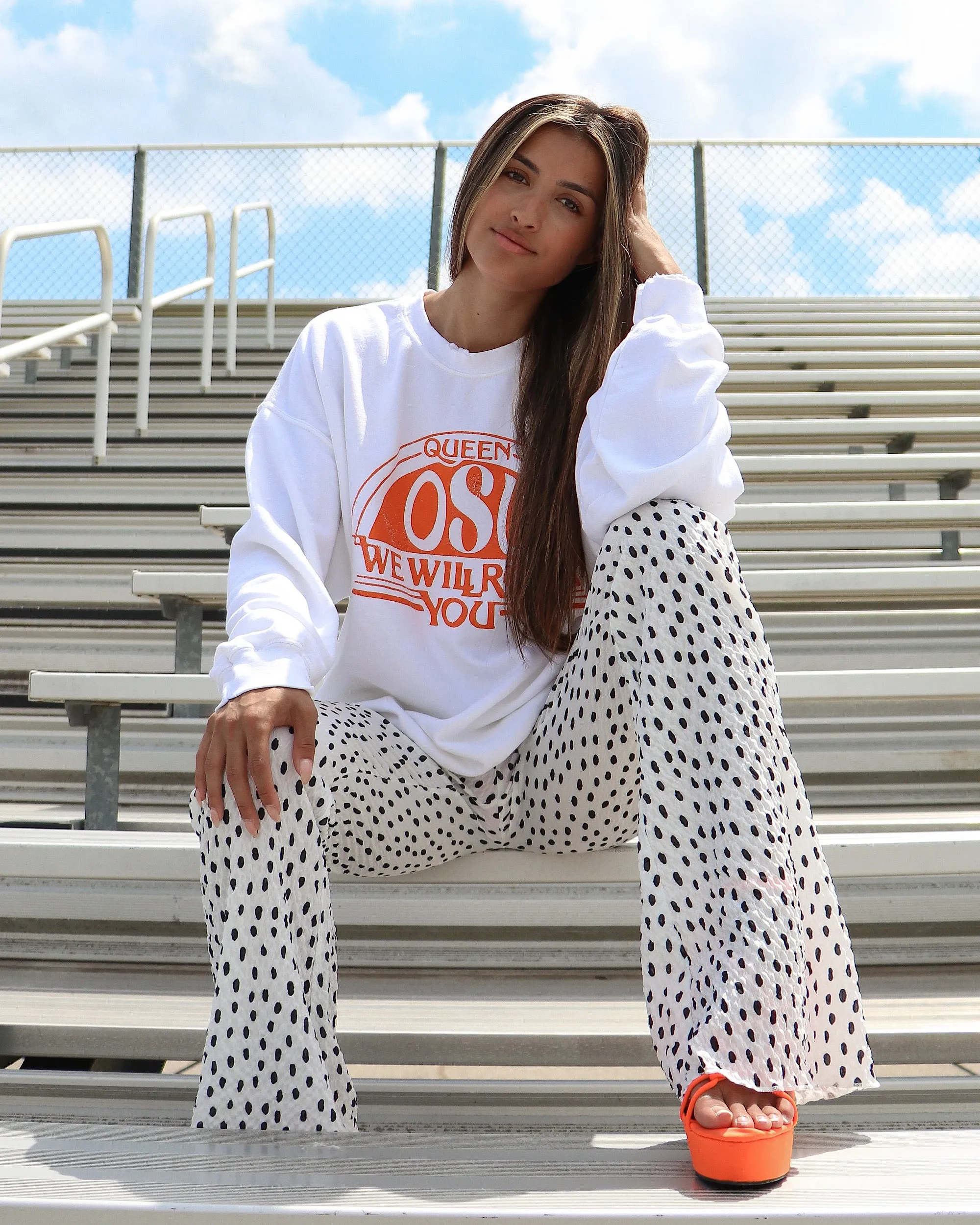 Queen OSU Cowboys Will Rock You White Thrifted Sweatshirt