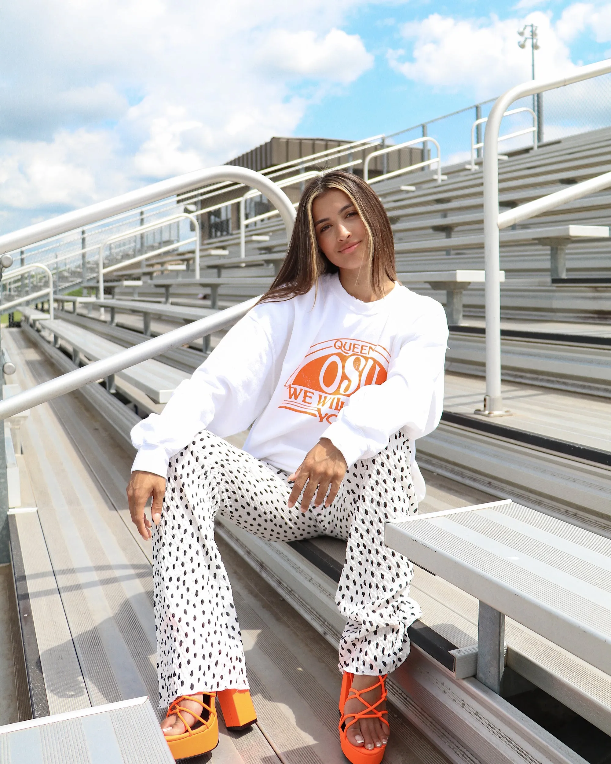 Queen OSU Cowboys Will Rock You White Thrifted Sweatshirt