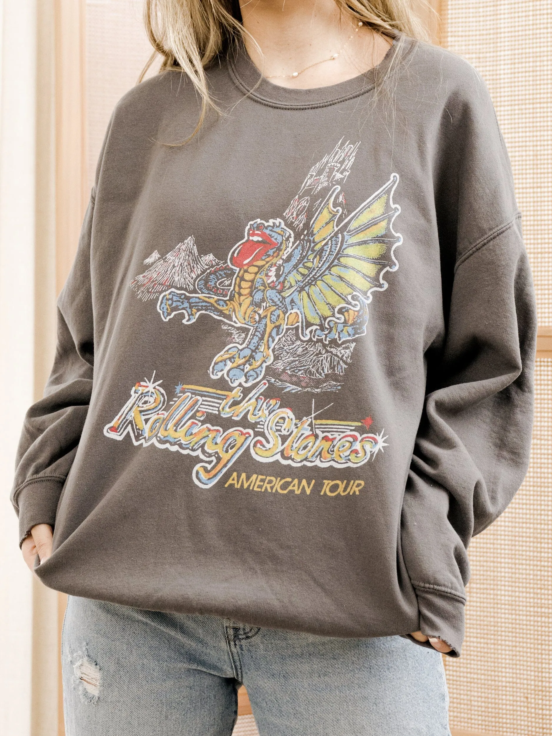 Rolling Stones American Dragon Tour Charcoal Thrifted Sweatshirt