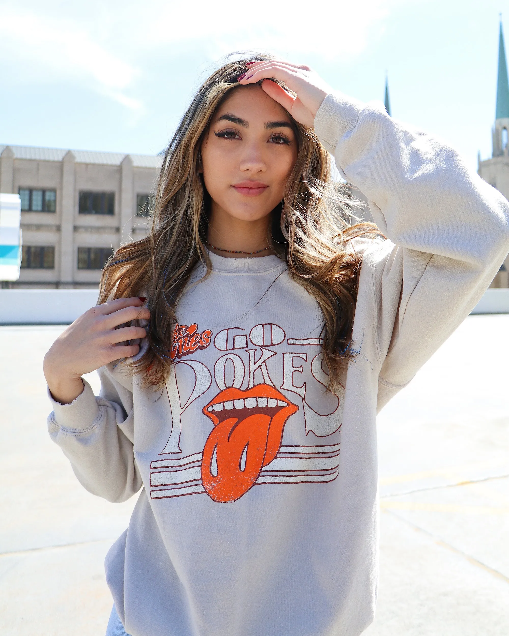 Rolling Stones Cowboys Stoned Sand Thrifted Sweatshirt