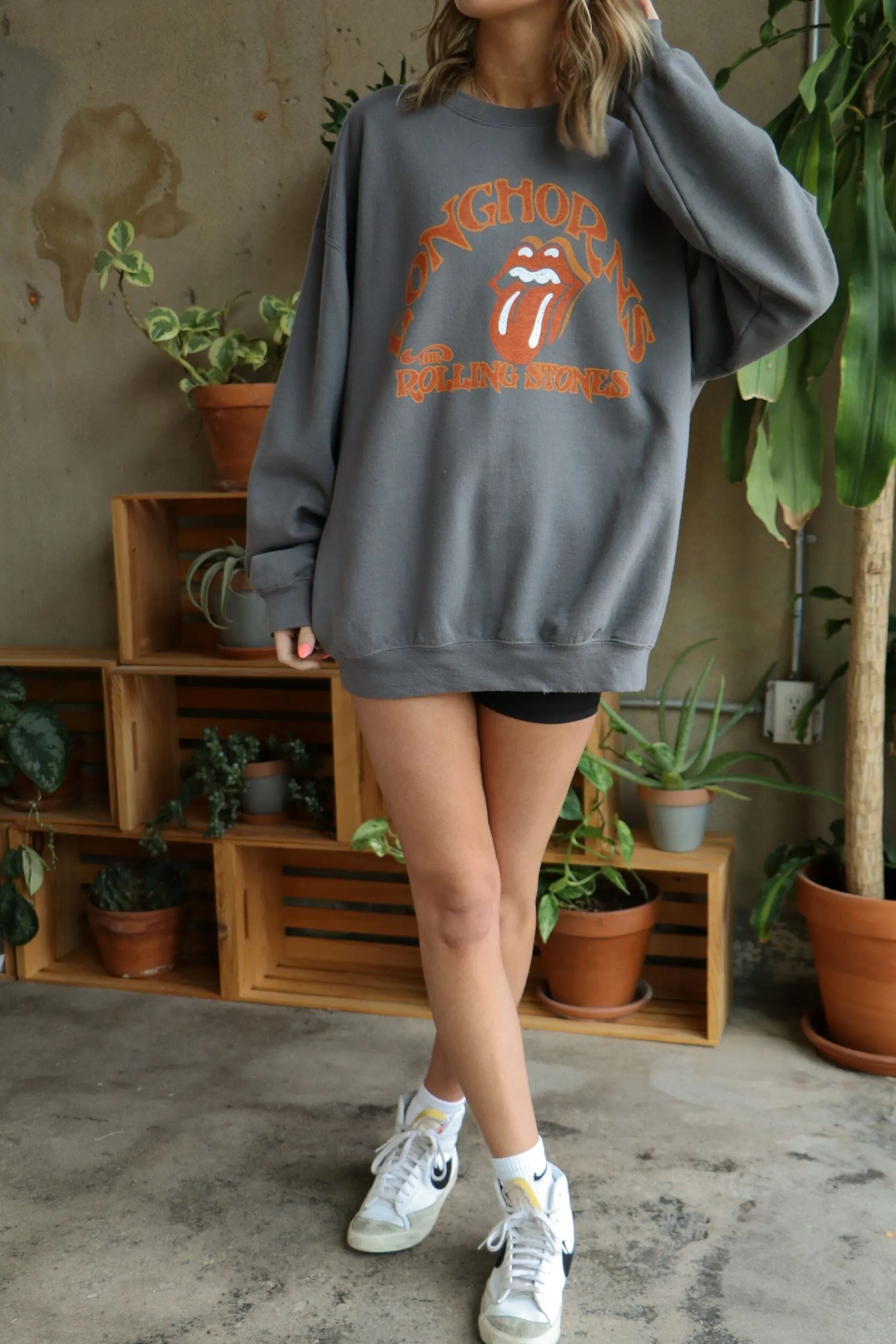 Rolling Stones Longhorns Psych Charcoal Thrifted Sweatshirt