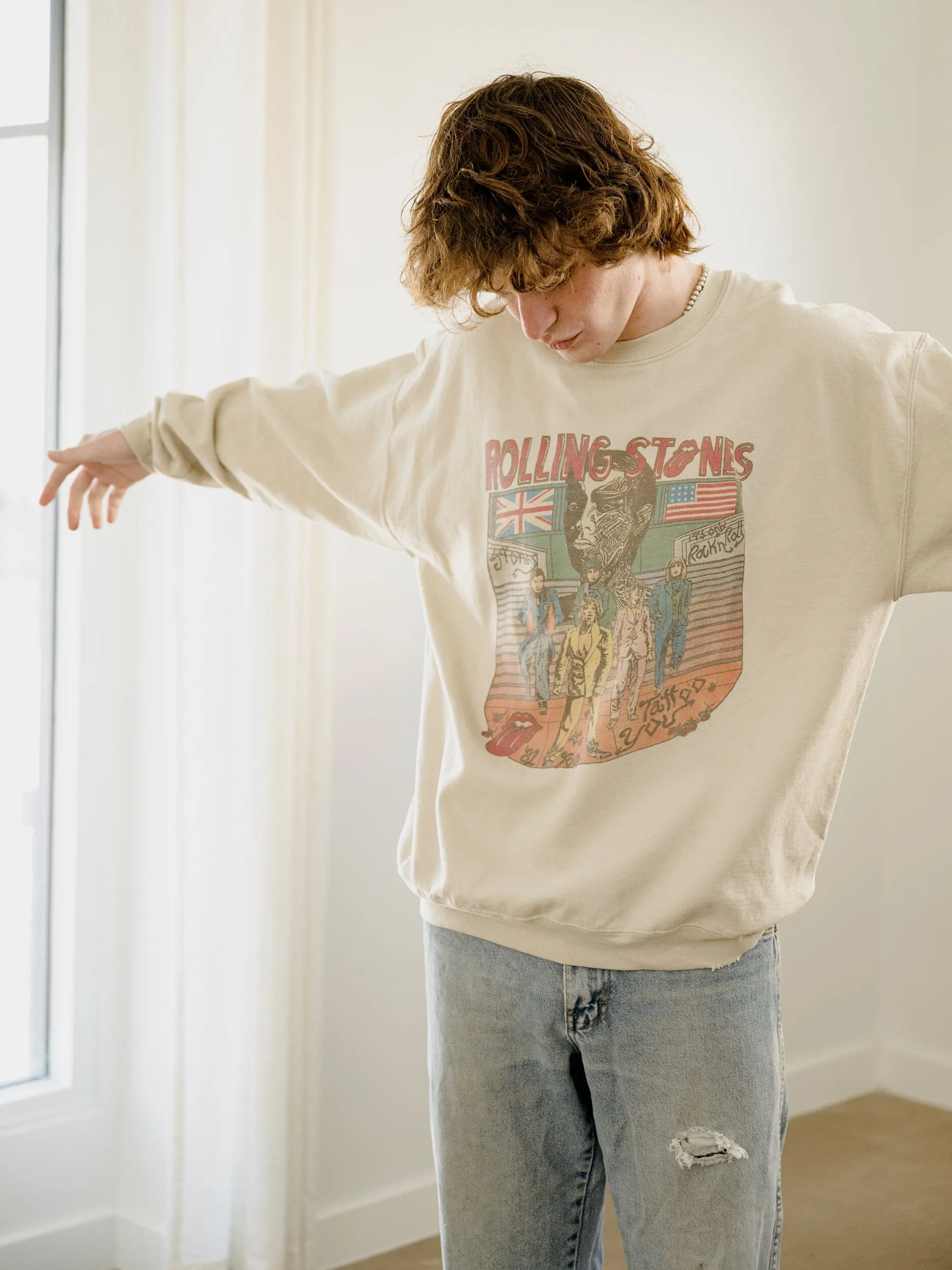 Rolling Stones Tattoo You Sand Thrifted Sweatshirt