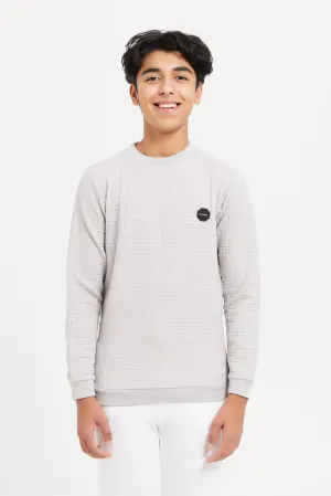 Senior Boys Grey Jacquard Sweatshirt