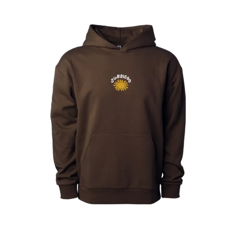 SunDiego Cozy Brown Pullover Hoodie with Sunny Embroidery