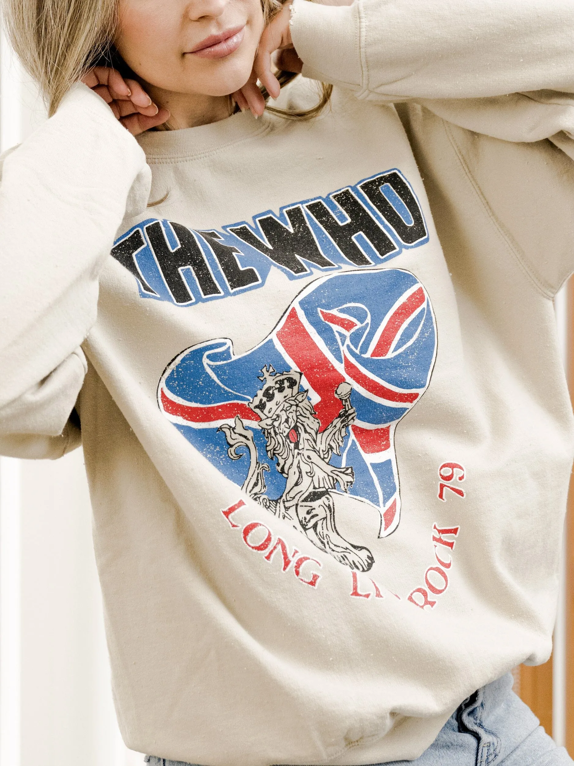 The Who Lion Flag Sand Thrifted Sweatshirt