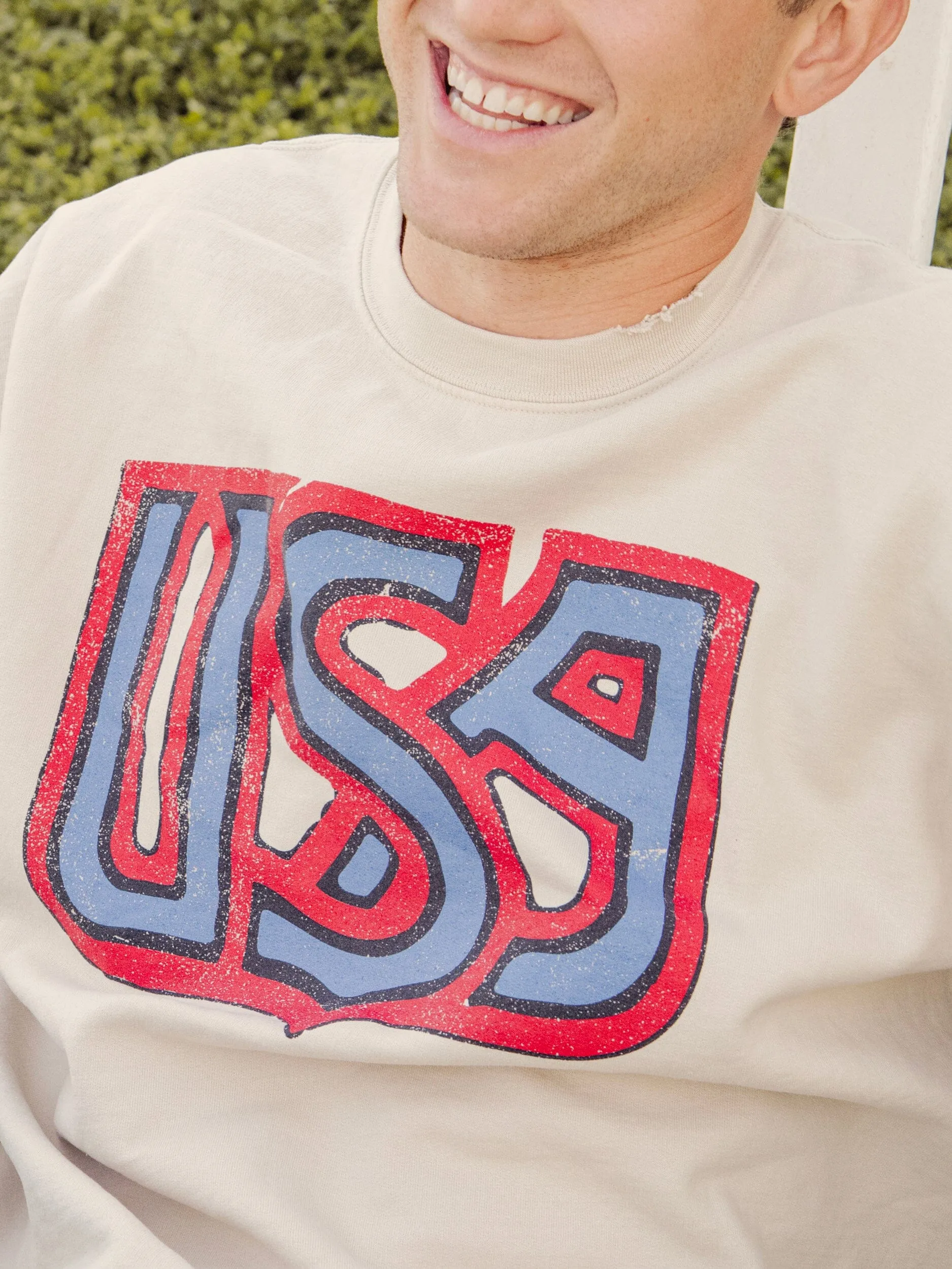 USA Monogram Sand Thrifted Sweatshirt