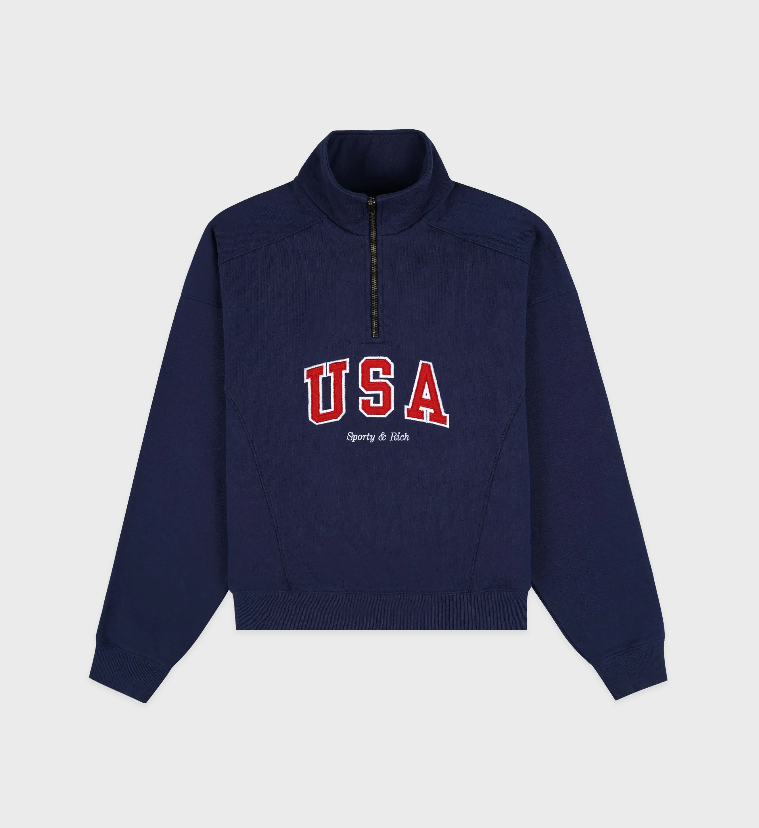 USA Quarter Zip - Navy/Sports Red/White