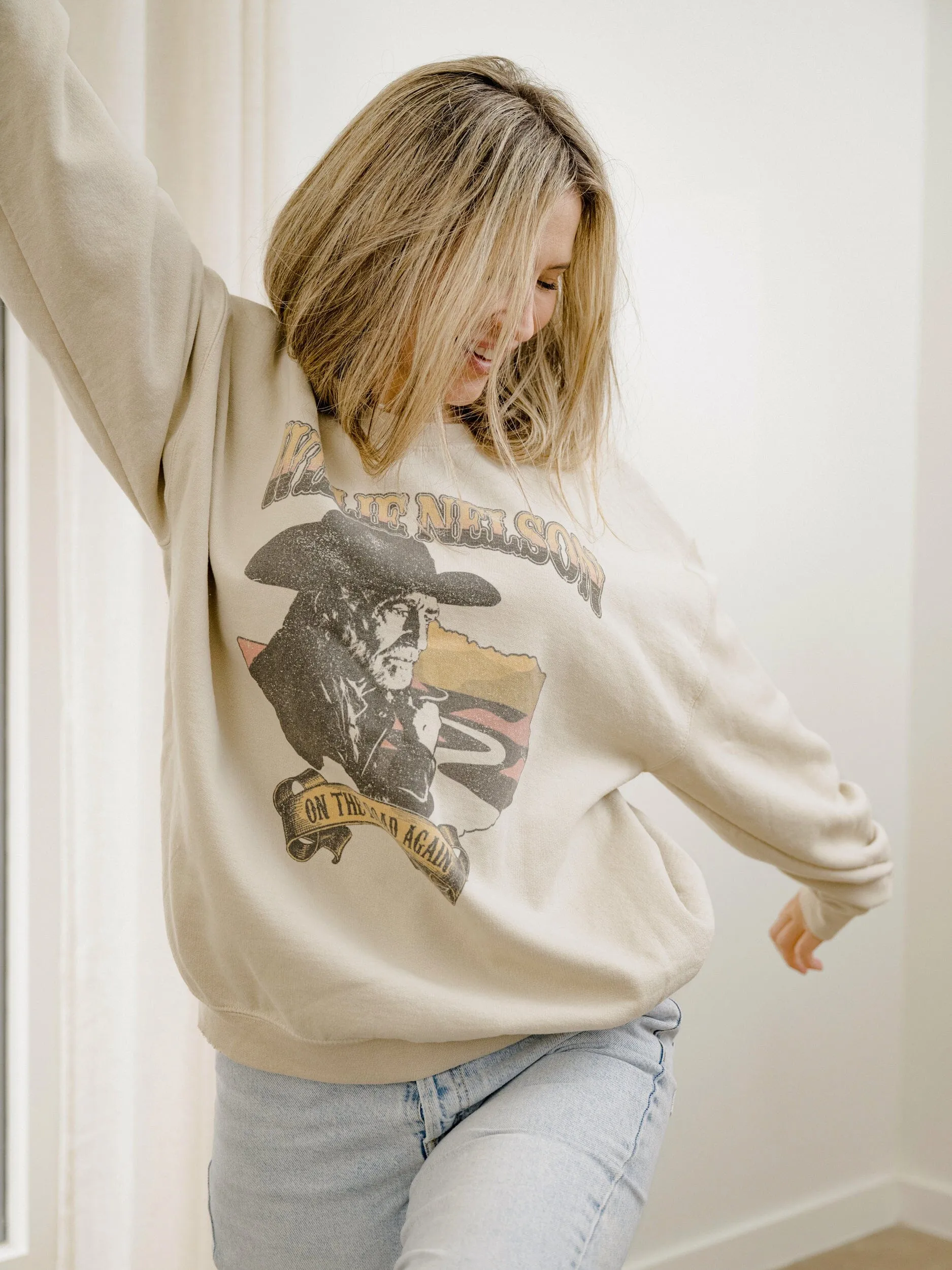 Willie Nelson Desert Texas Sand Thrifted Sweatshirt