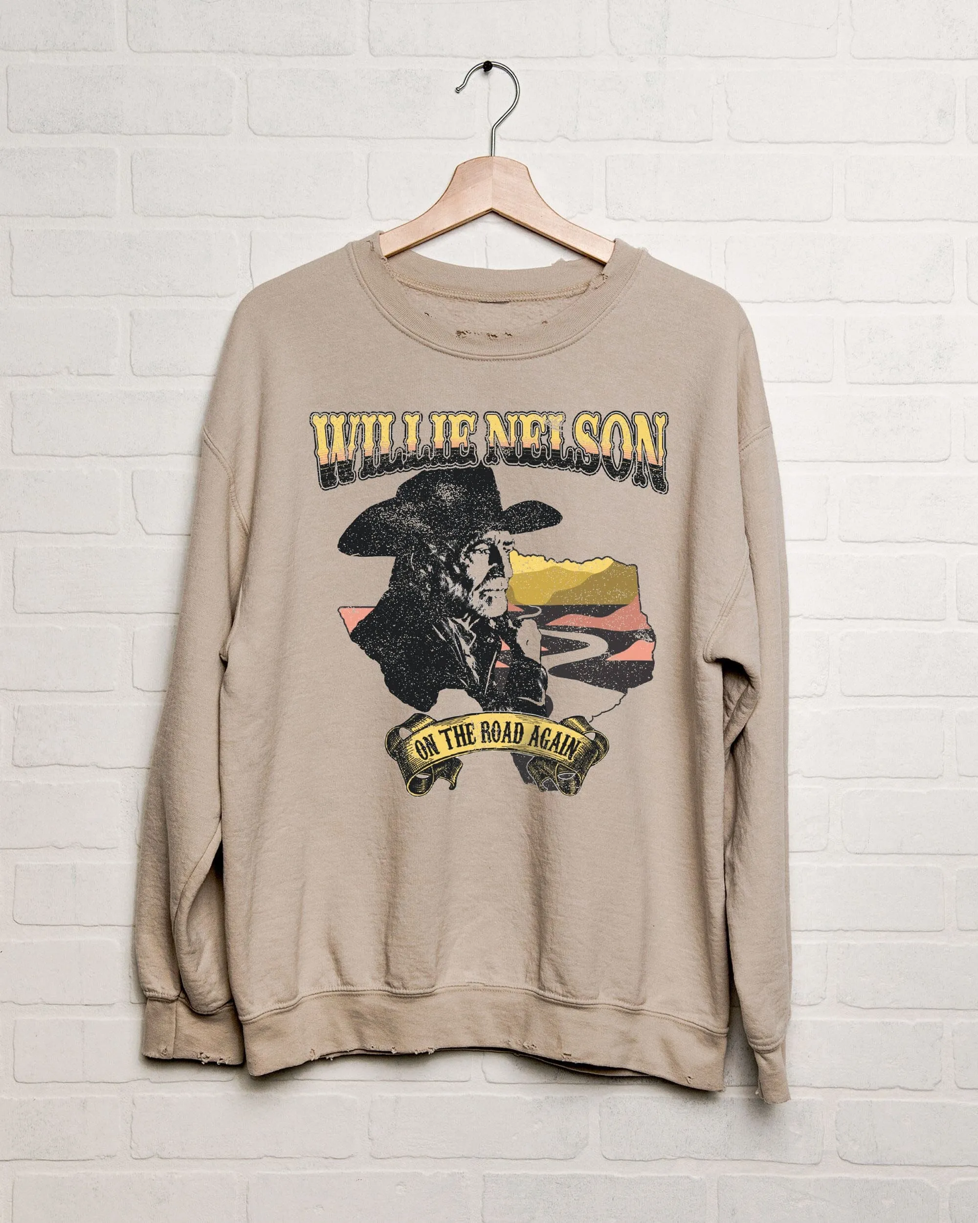 Willie Nelson Desert Texas Sand Thrifted Sweatshirt