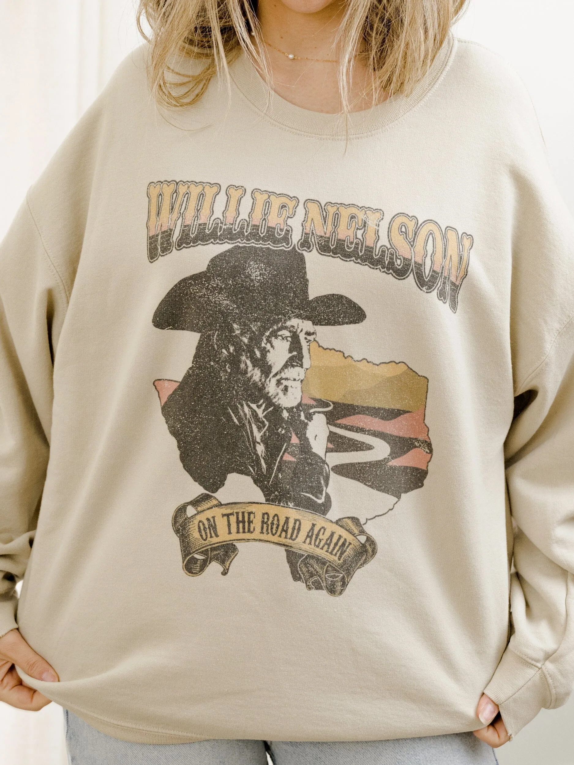 Willie Nelson Desert Texas Sand Thrifted Sweatshirt