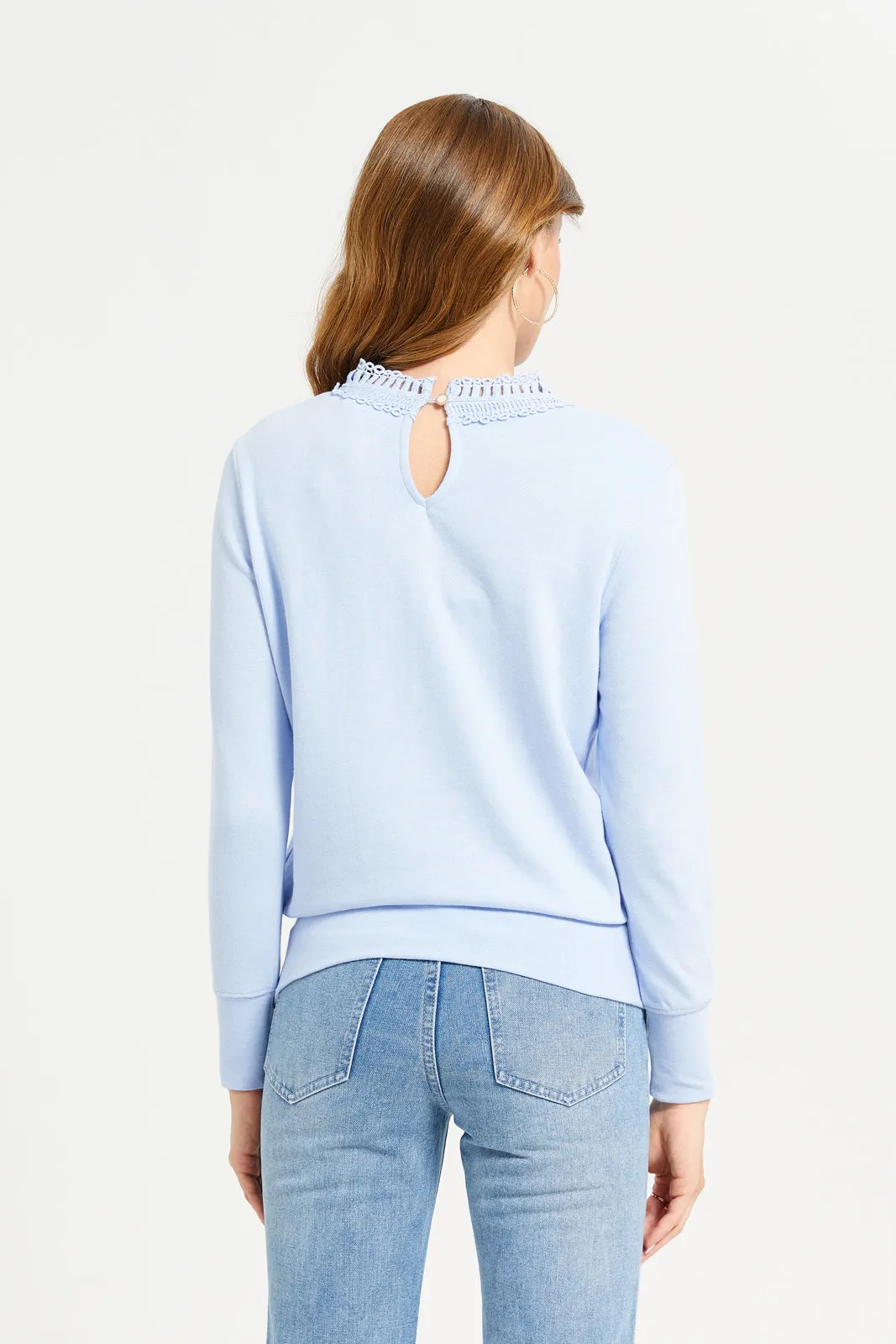 Women Blue Front Detailed Sweatshirt