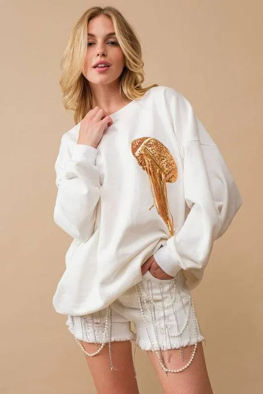 Women's Gameday Sequin Football Sweatshirt