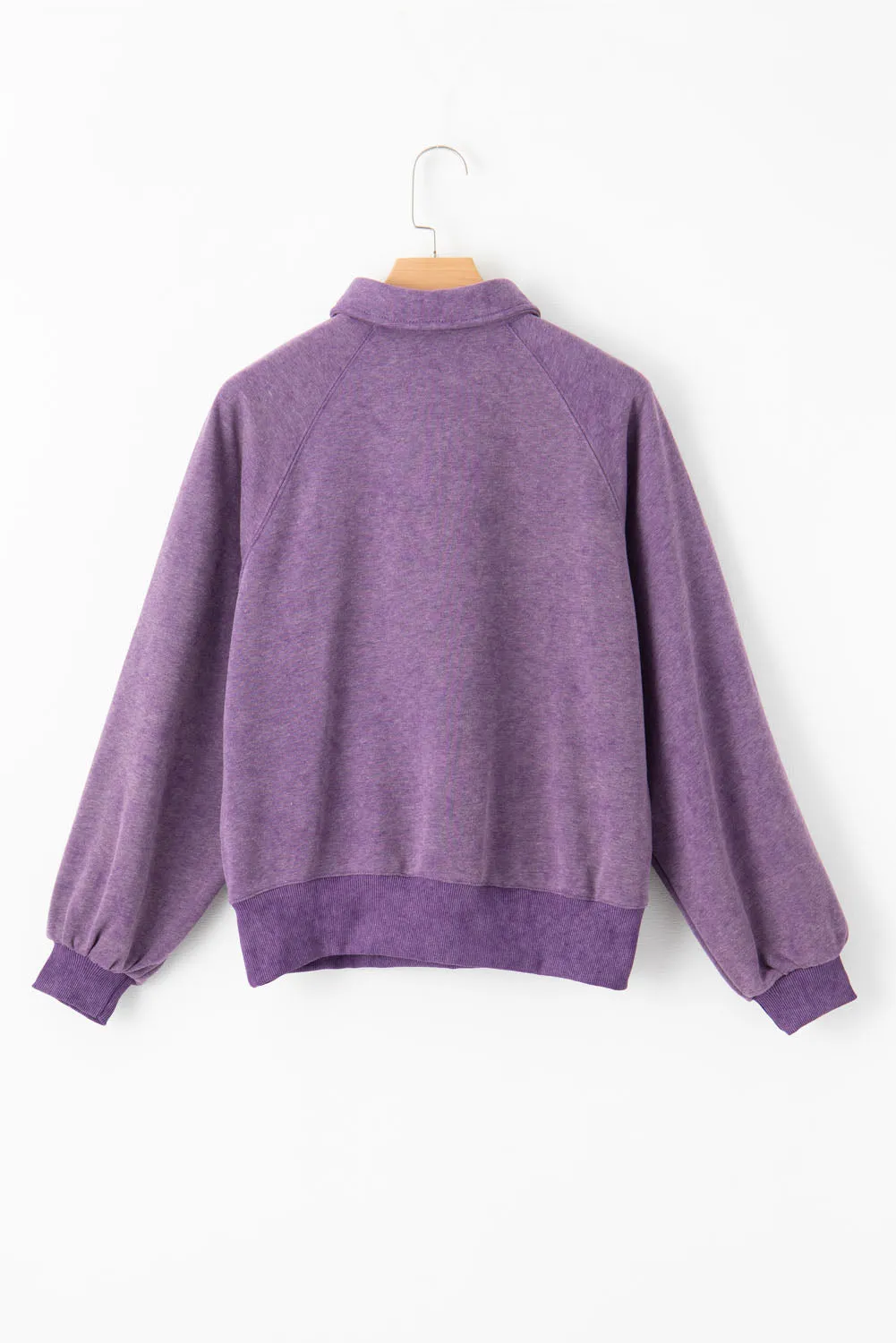 Womens Oversized Loose Lantern Sleeve Button Collar Pullover Sweatshirts Tops