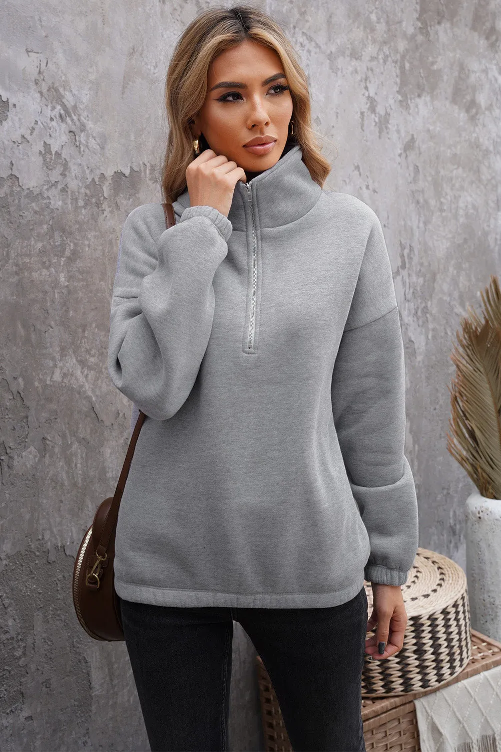 Zipped Collar Sweatshirt