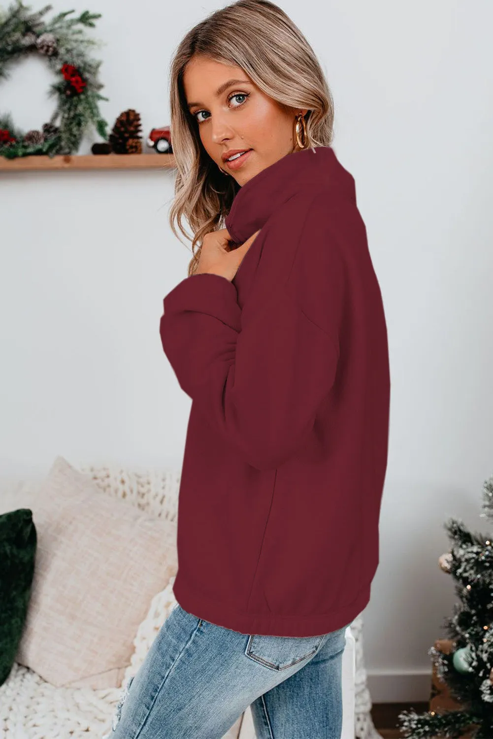 Zipped Collar Sweatshirt